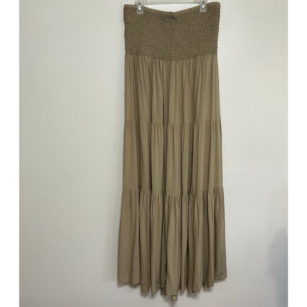 Michael Kors Light Brown Strapless Tiered Maxi Dress XL
